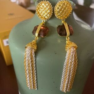 Glam Gold Tone Contemporary DangleTassle Earrings